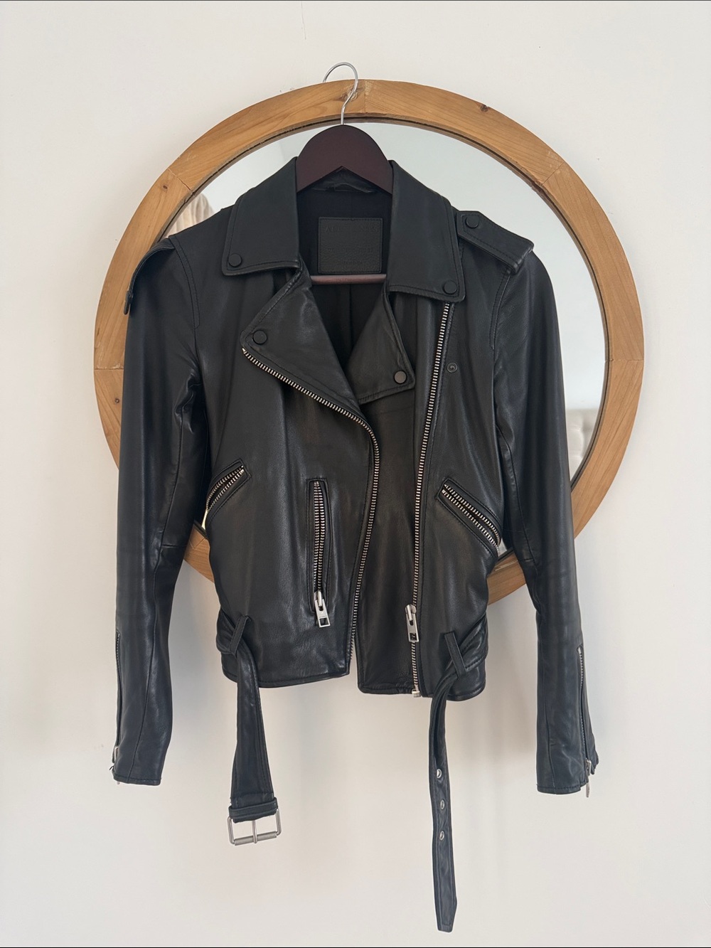 All Saints Black Leather Biker Jacket